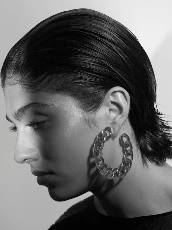 Flat Iron Large Hoops-Zohra Rahman-APOC STORE