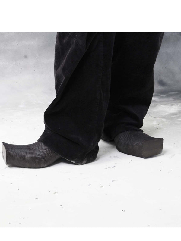 Heeled Square Toe Rubber Mules - Dark-BODY AMPLIFICATION DEVICES-APOC STORE