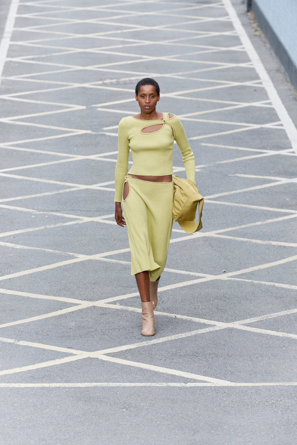 Score Knit Top Lime-René Scheibenbauer-APOC STORE