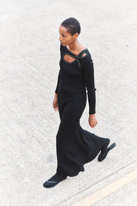 Score Knit Maxi Dress Black-René Scheibenbauer-APOC STORE