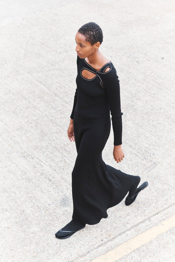 Score Knit Maxi Dress Black-René Scheibenbauer-APOC STORE