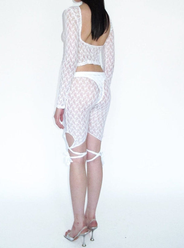 Bow lace tie up leggings-Clara Colette Miramon-APOC STORE