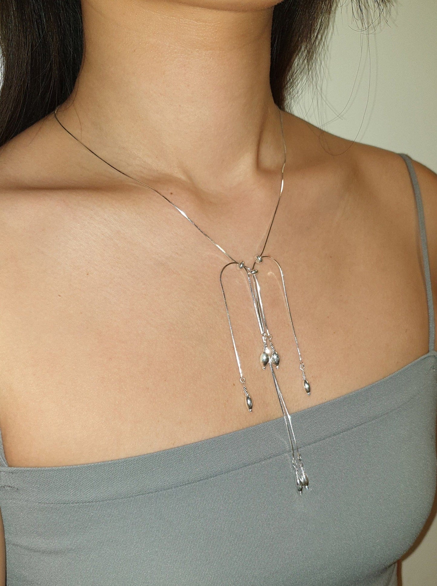 Silver tassel necklace 05-Jaekim-APOC STORE