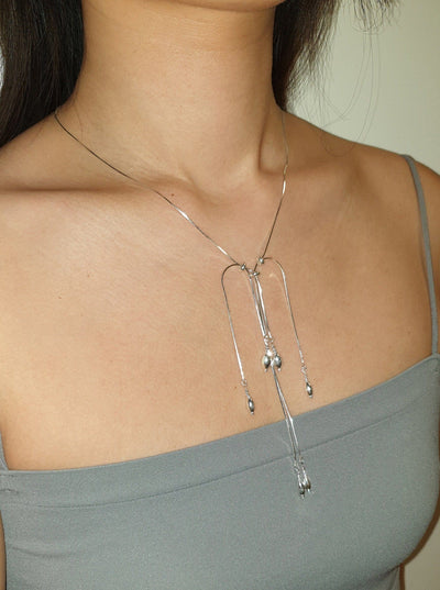 Silver tassel necklace 05-Jaekim-APOC STORE