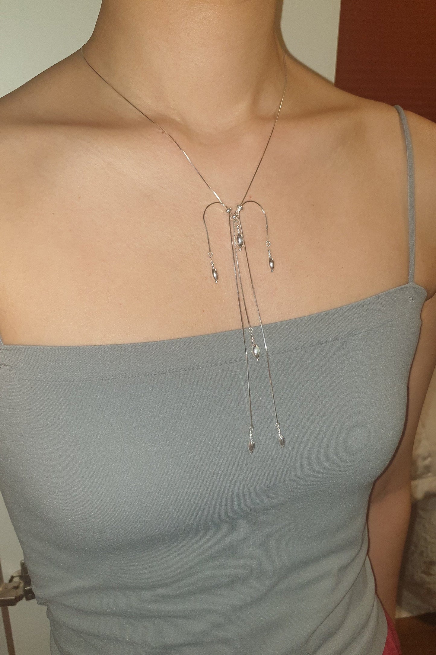 Silver tassel necklace 05-Jaekim-APOC STORE