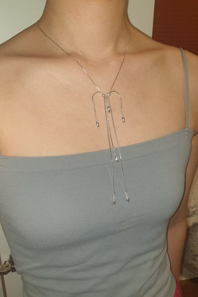 Silver tassel necklace 05-Jaekim-APOC STORE