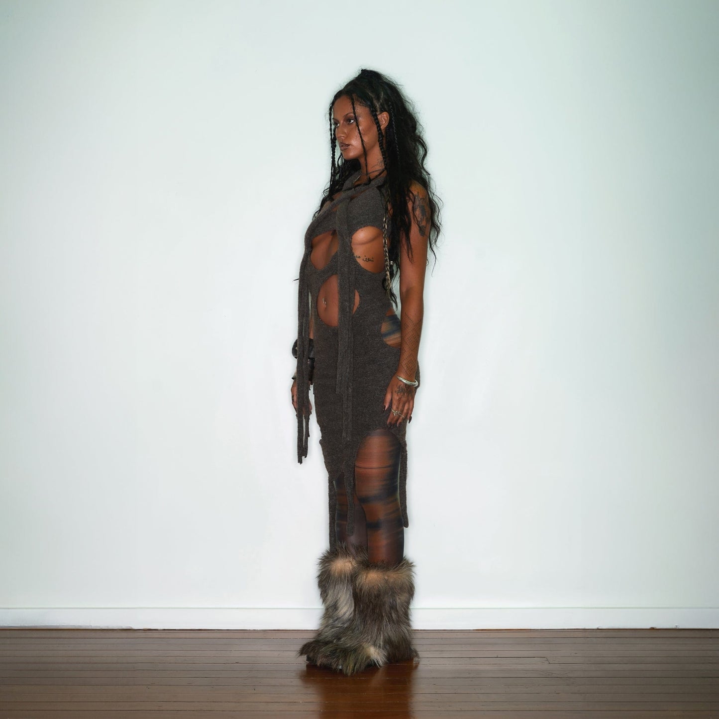 One-strap Melting Wool Dress-Jules Bramley-APOC STORE