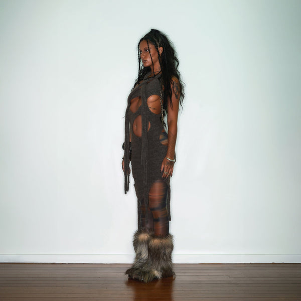 One-strap Melting Wool Dress-Jules Bramley-APOC STORE