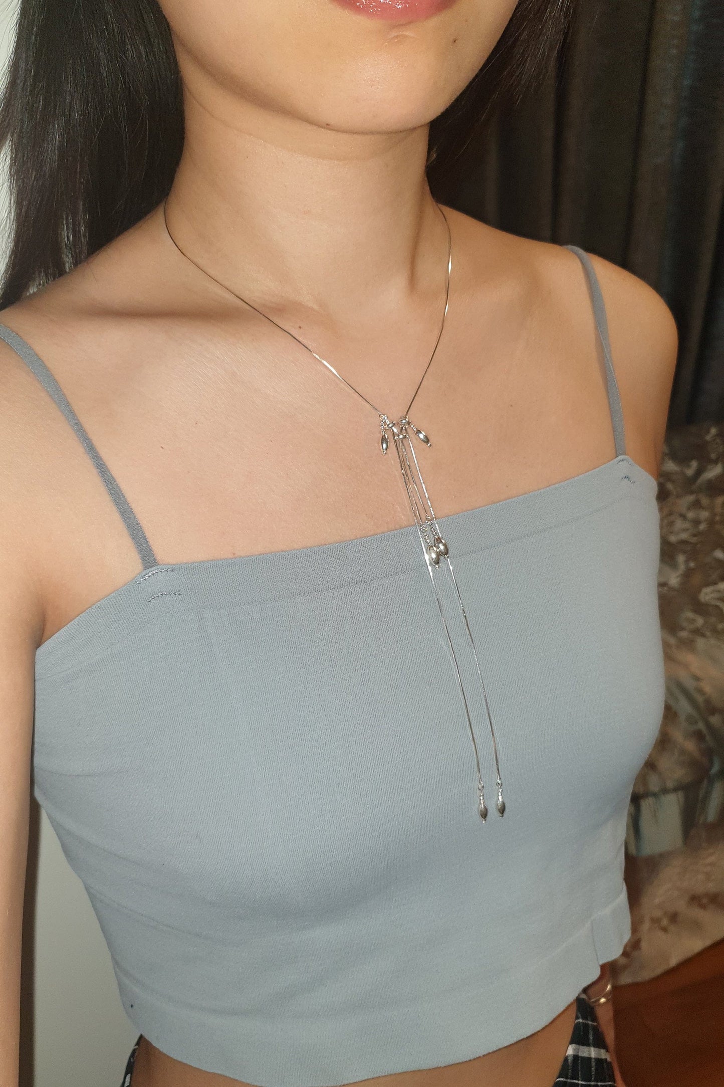 Silver tassel necklace 05-Jaekim-APOC STORE