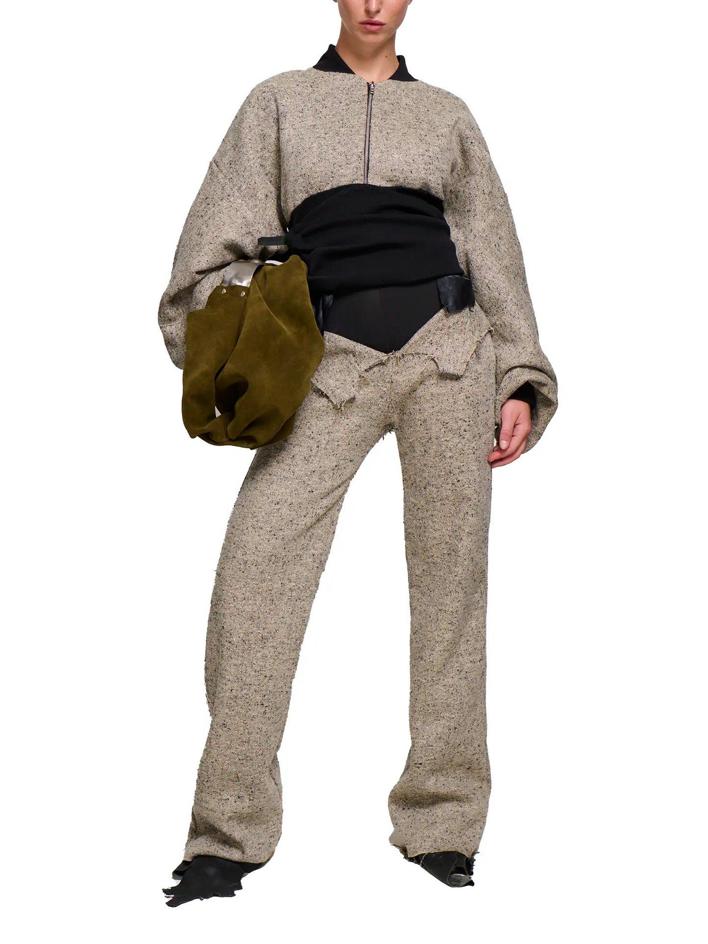 Phoebe Tweed Suit Pant - Beige-Karlaidlaw-APOC STORE