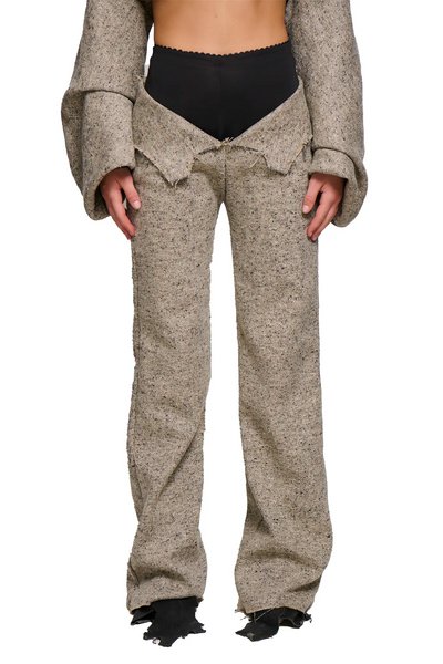 Phoebe Tweed Suit Pant - Beige-Karlaidlaw-APOC STORE