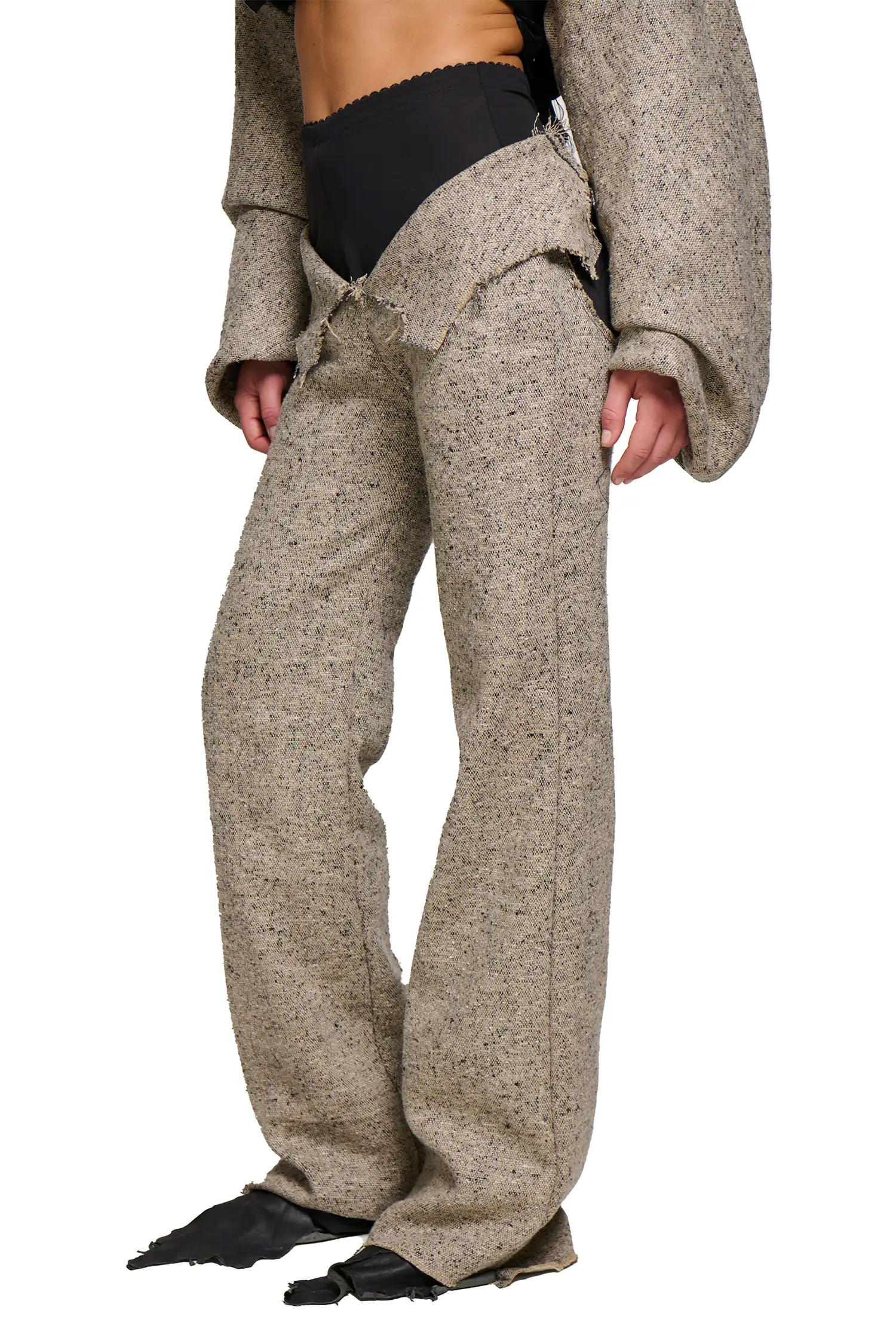 Phoebe Tweed Suit Pant - Beige-Karlaidlaw-APOC STORE