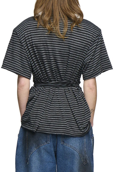 Scrunch T-Shirt - Charcoal Stripe-Karlaidlaw-APOC STORE