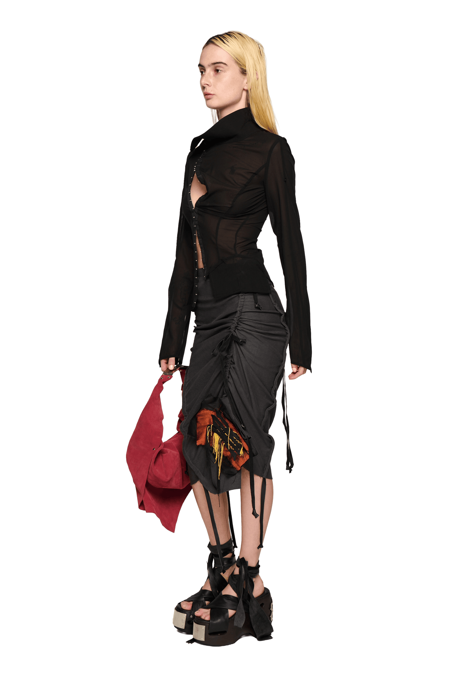 Georgette Sailor Shirt - Black