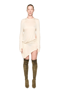 Kangaroo Pocket Long Sleeve Dress - Cream-Karlaidlaw-APOC STORE