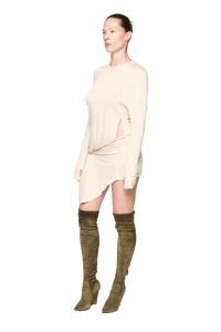 Kangaroo Pocket Long Sleeve Dress - Cream-Karlaidlaw-APOC STORE