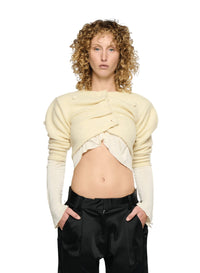 Shrunken Wool Cardigan - Cream-Karlaidlaw-APOC STORE