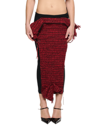 Eroded Tweed Mesh Midi Skirt - Red-Karlaidlaw-APOC STORE