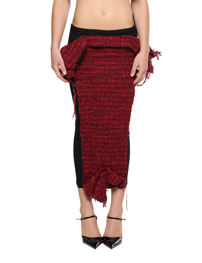 Eroded Tweed Mesh Midi Skirt - Red-Karlaidlaw-APOC STORE