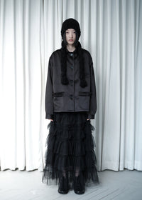 TULLE TIERED LONG SKIRT - BLACK-SAENGIN STUDIOS-APOC STORE