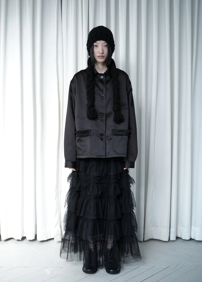 TULLE TIERED LONG SKIRT - BLACK-SAENGIN STUDIOS-APOC STORE