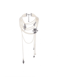 Silver Multilayered Pearl Necklace-TRINITE Studio-APOC STORE