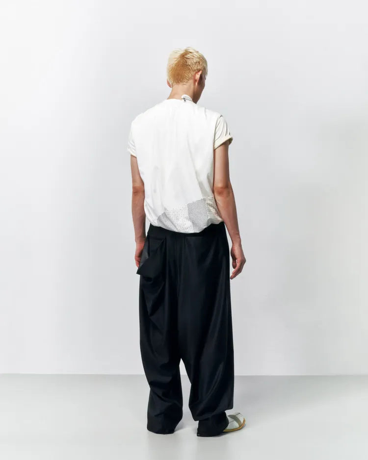 Wide Draped Back Pocket Pants 001 _ Black-Taekh-APOC STORE
