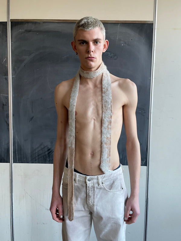 Mohair Knit Tie Beige/White-SF1OG-APOC STORE