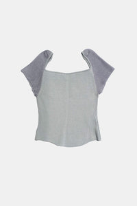 SHEER SLEEVE KNIT BLOUSE MIST-Lalameemee-APOC STORE