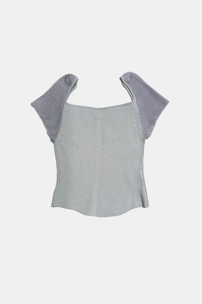 SHEER SLEEVE KNIT BLOUSE MIST-Lalameemee-APOC STORE