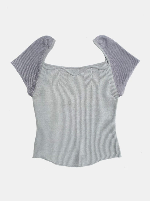 SHEER SLEEVE KNIT BLOUSE MIST-Lalameemee-APOC STORE
