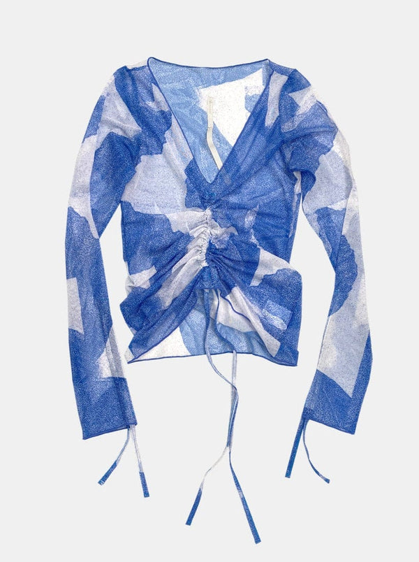 SHEER MESH BLOUSE BLUE-Lalameemee-APOC STORE