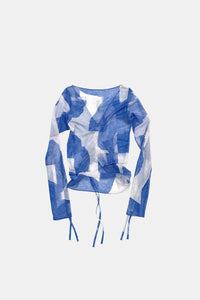 SHEER MESH BLOUSE BLUE-Lalameemee-APOC STORE