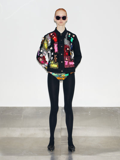 knitted dolls jeans jacket-Lou de Bètoly-APOC STORE