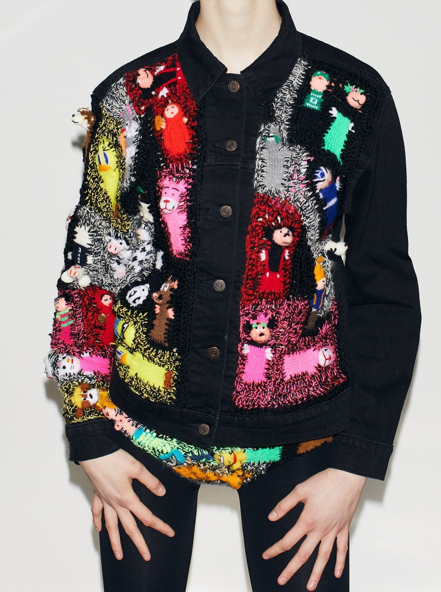 knitted dolls jeans jacket-Lou de Bètoly-APOC STORE