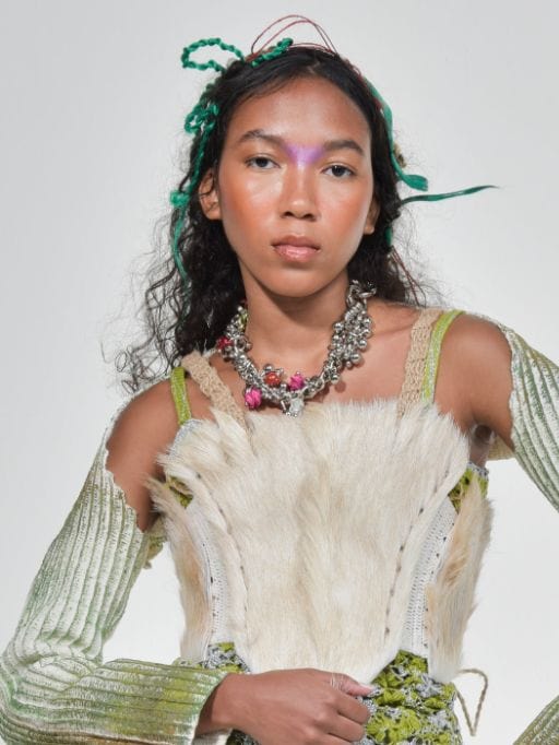 White Goat Hide Corset-VEREDAS-APOC STORE