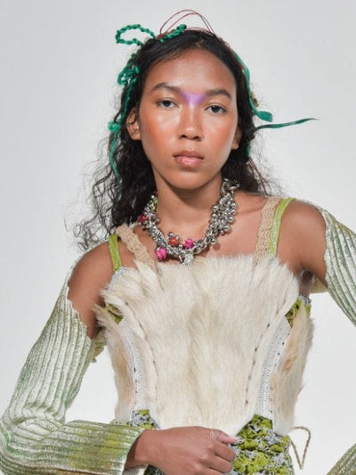 White Goat Hide Corset-VEREDAS-APOC STORE