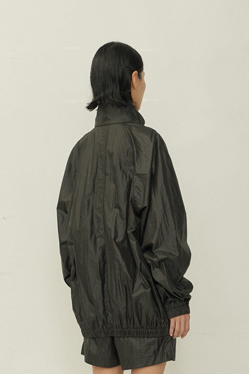 Black High Neck Zip Wind Jacket-arc us arkus-APOC STORE