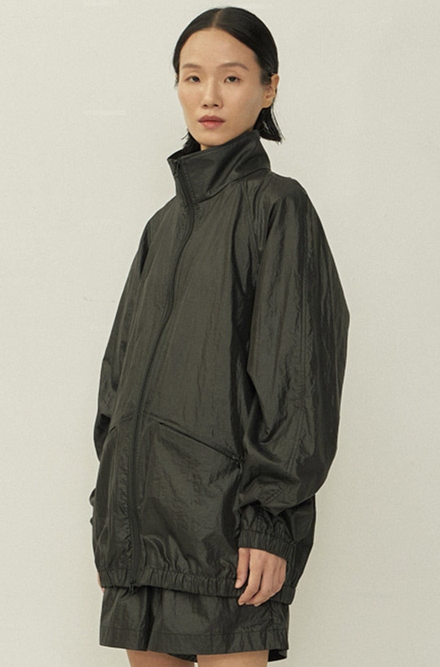 Black High Neck Zip Wind Jacket-arc us arkus-APOC STORE