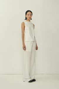 White Bias Cut Square Neck Open Back Top-arc us arkus-APOC STORE