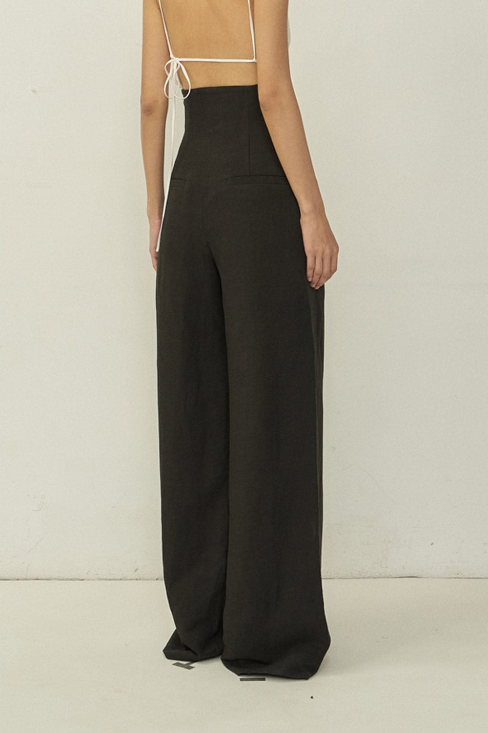 Black Zip High-Waist Wide Trousers-arc us arkus-APOC STORE
