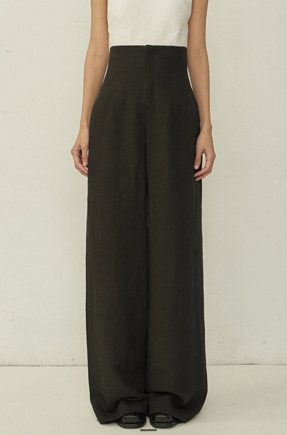 Black Zip High-Waist Wide Trousers-arc us arkus-APOC STORE