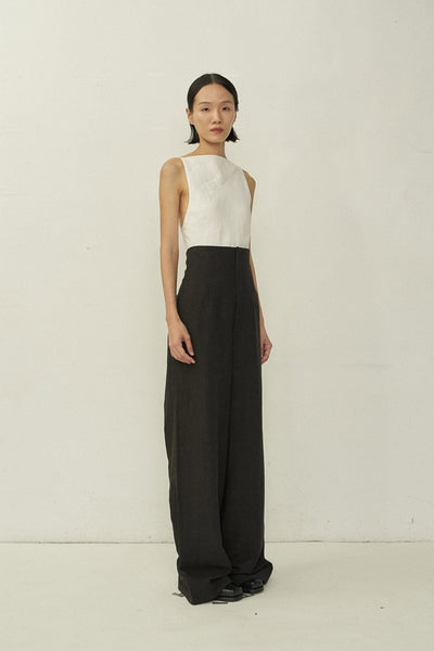 Black Zip High-Waist Wide Trousers-arc us arkus-APOC STORE