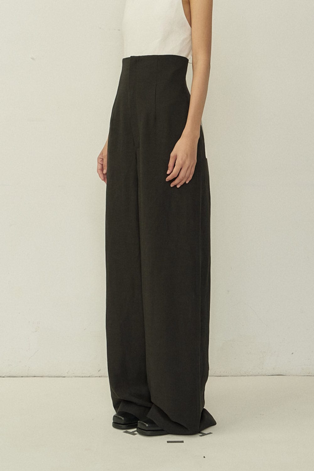 Black Zip High-Waist Wide Trousers-arc us arkus-APOC STORE
