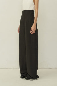 Black Zip High-Waist Wide Trousers-arc us arkus-APOC STORE
