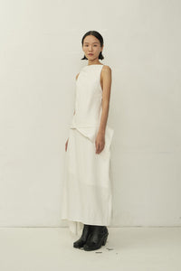 White Asymmetric Cutting Skirt-arc us arkus-APOC STORE