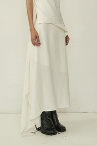 White Asymmetric Cutting Skirt-arc us arkus-APOC STORE