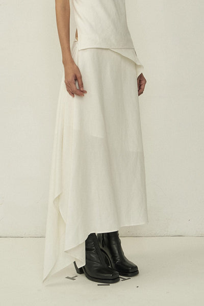 White Asymmetric Cutting Skirt-arc us arkus-APOC STORE