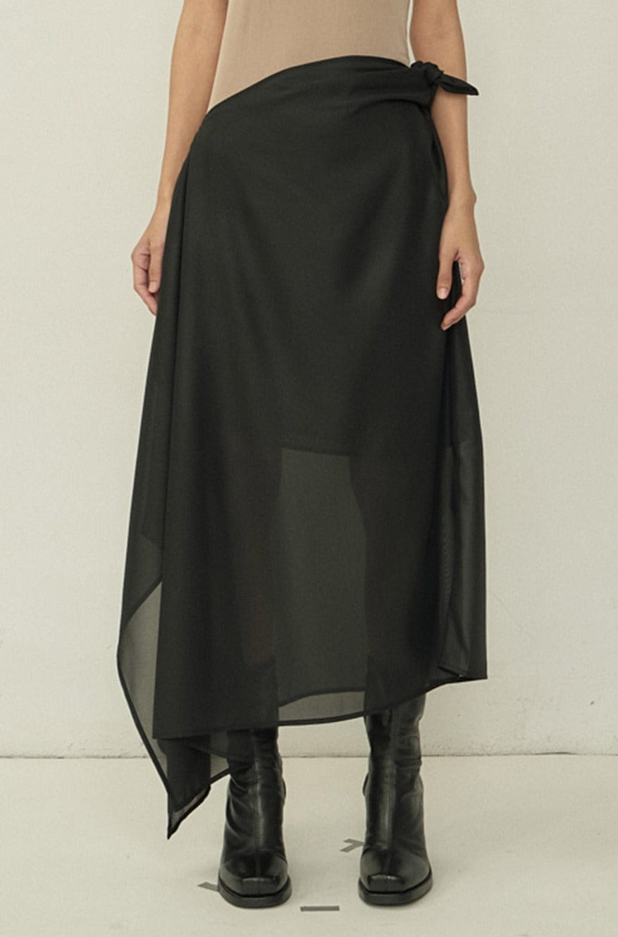 Black Chiffon Asymmetric Cutting Skirt-arc us arkus-APOC STORE