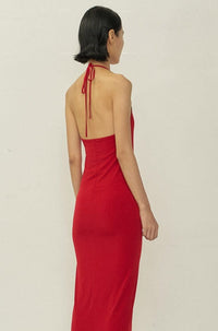 Red Skinny Apron Maxi Dress-arc us arkus-APOC STORE